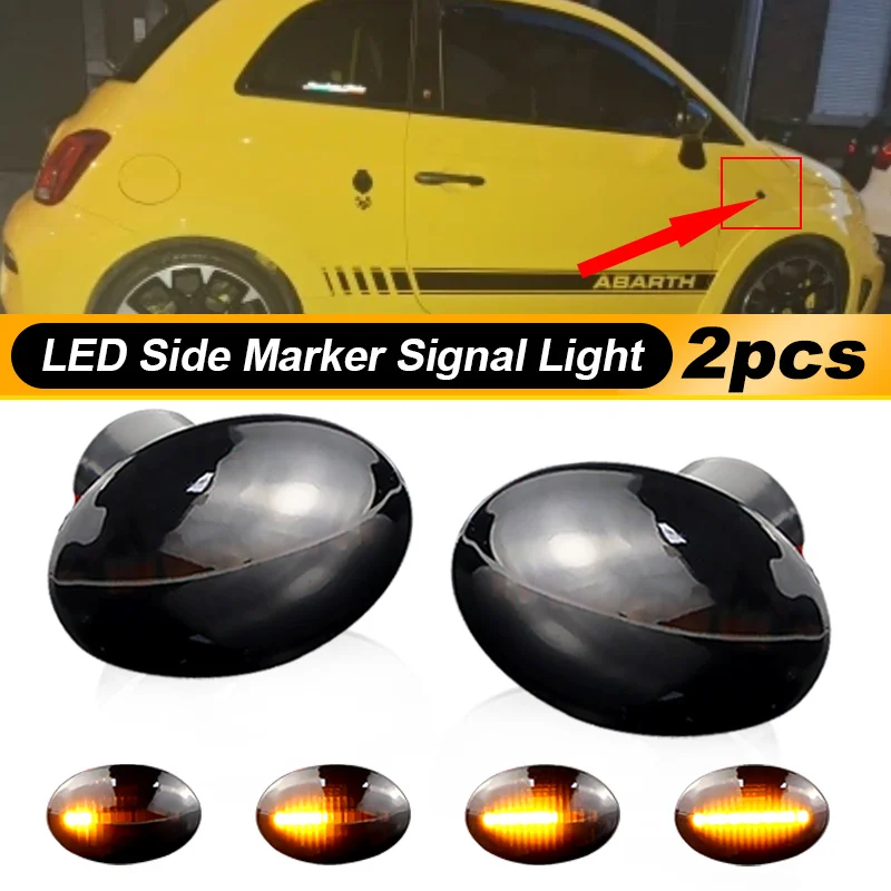 

2PCS Side Marker Light Flashing For Abarth 500 595 695 2007-up LED Dynamic Turn Signal For FIAT 500 500C 500L
