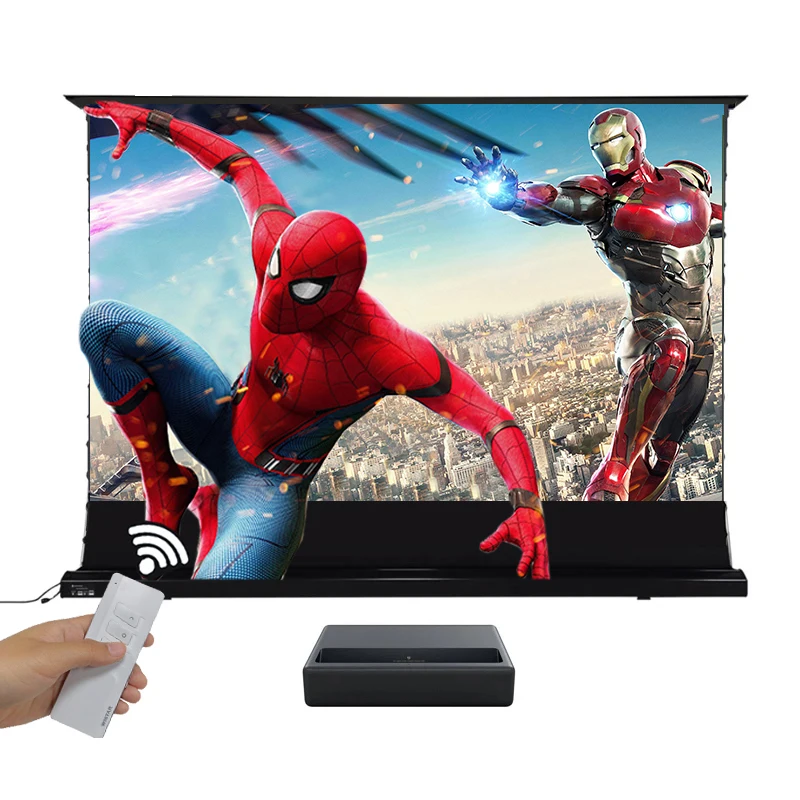 

ALR UST Tprism Floor Roll Up Моторизованная электрическая вкладка Натяжение пола Экран для лазерного проектора 4k 100 дюймов