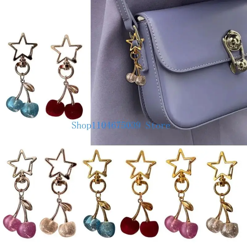 5asd Cherry Bag Pendant Everyday Use Keyring for Ladies 3D Fruit Ring Jewelry Decoration for Phones and Wallets