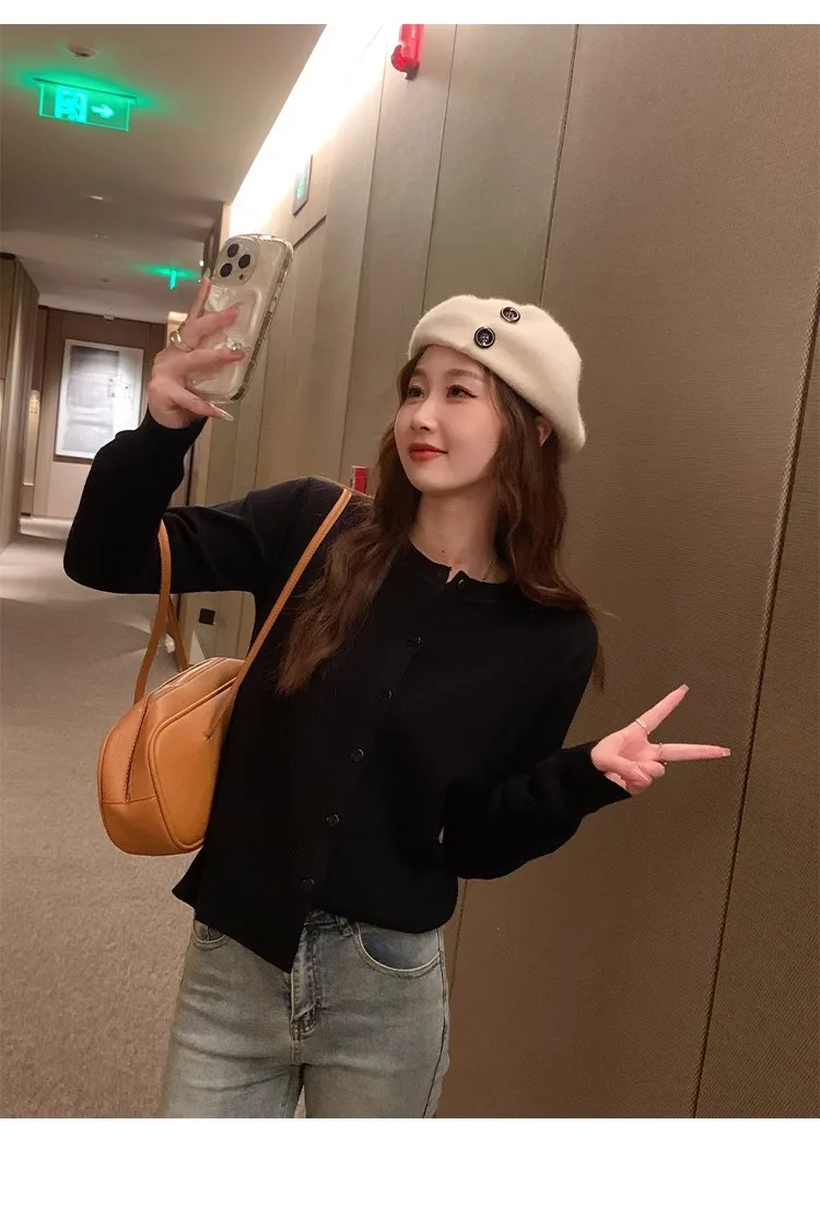 2026 Women Cardigans Sweater Casual Warm Spring Summer O-neck Long Sleeve Single Breasted Slim Fashion Korean Knitwears Tops