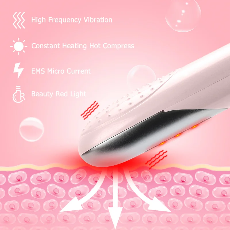 Masajeador de ojos electrónico EMS, terapia de fotones LED, compresa caliente, vibración, masaje ocular, antiojeras, arrugas, dispositivo de belleza, nuevo