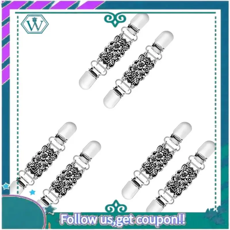 

A09P 6 PCS Retro Sweater Shirt Clips Cardigan Collar Clips Dresses Shawl Clip For Women Girls, Style 1