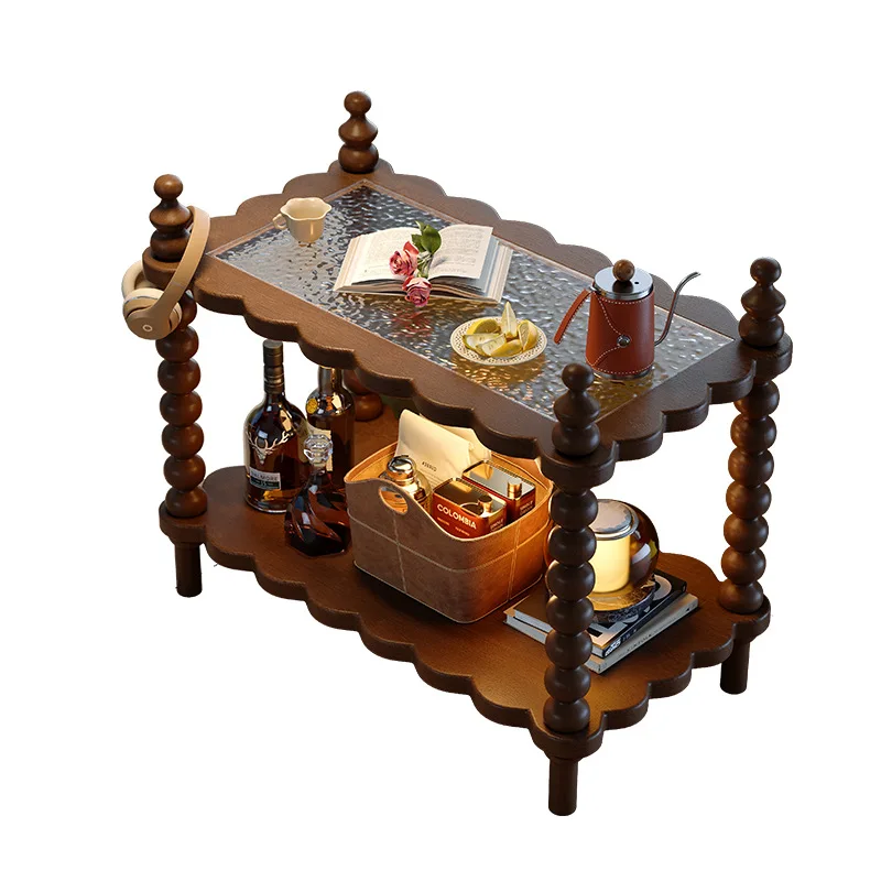 French sofa edge several antique solid wood small coffee table cart art flower shelf movable bedside narrow cabinet