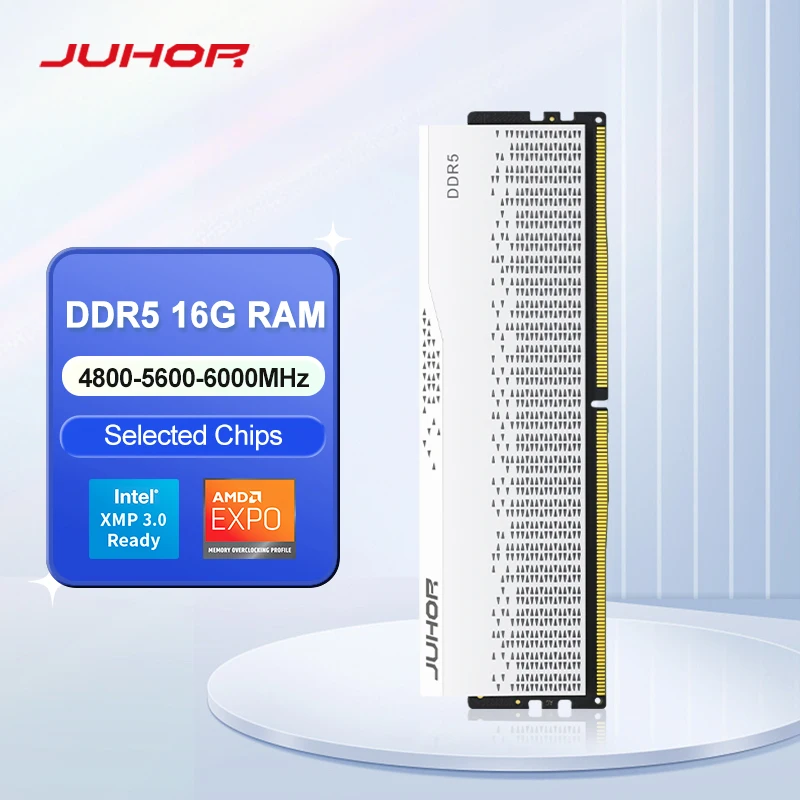 

JUHOR DDR5 16 ГБ 4800 МГц 5600 МГц 6000 МГц ОЗУ UDIMM для компьютера ПК Настольная память Ram DDR5