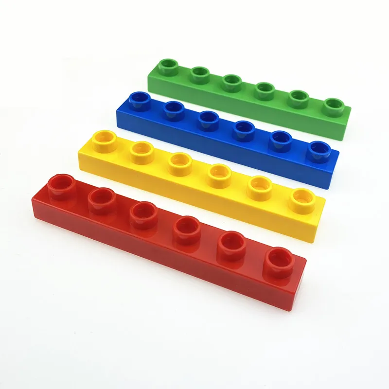 Big Size Block Thin Brick 1x6 10pcs/lot Education Building Blocks Compatible with Duplo Bricks Plastic Toys for Children