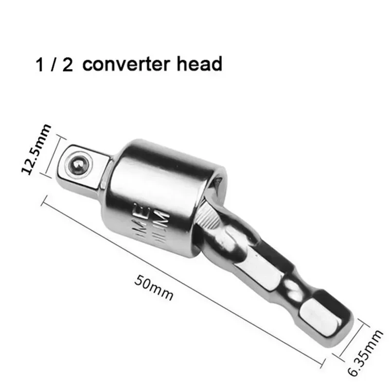 Impact Driver Socket Adapter 360 Degree Rotatable 1/4 3/8 1/2 Wrench Drill Hex to Square Male Converter Nut Electric ScrewDriver - view 4
