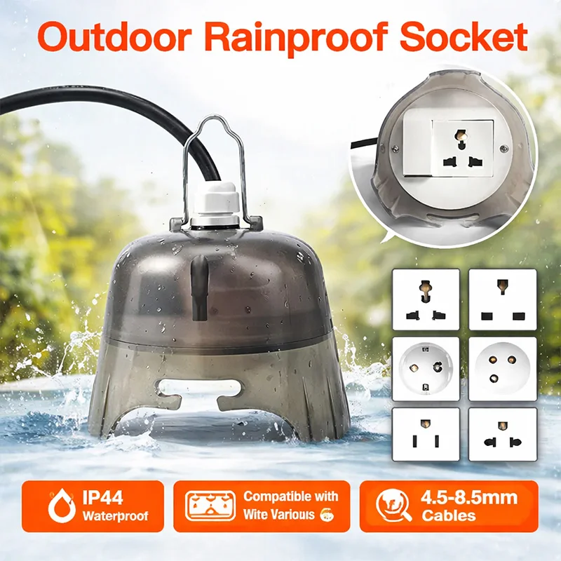 

Влагозащищенная уличная розетка, водонепроницаемая электрическая розетка с защитной крышкой для использования в саду, на заднем дворе и патио