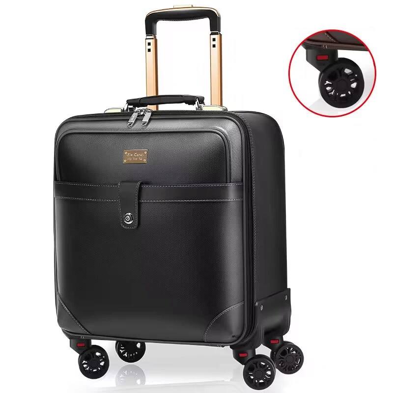 PU Leather Trolley Bag Travel Rolling Bag Carry On Luggage Case Suitcase Baggage Suitcase Spinner Suitcase Travel Trolley Bags