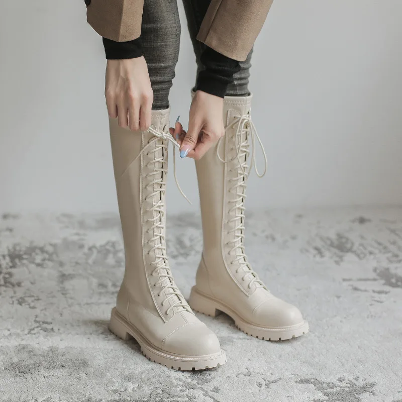 Long Boots 2021 New But Knee-net Celebrity Skinny short Boots High Boots Female Thick-soled Wild British Knight Boots Female