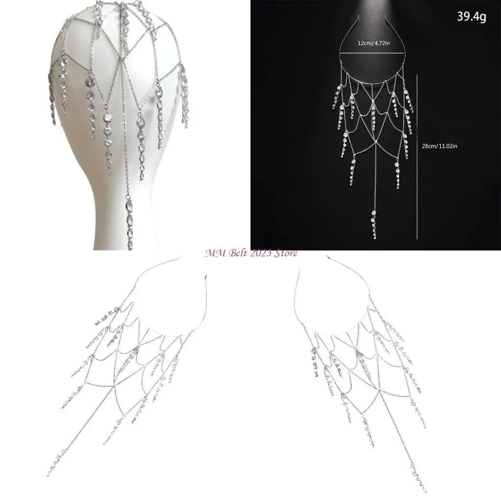 

49ME Stylish Tassels Headpiece for Women Crystal Bohemian Tiaras Hairhoop for Weddings Music Festival Night Event Hair Jewelry