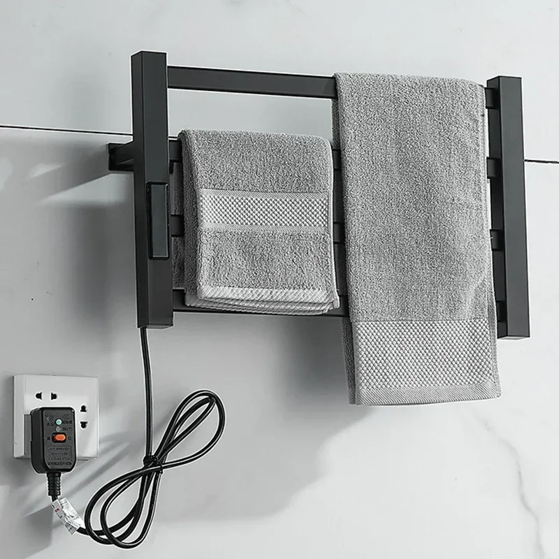 Black/White Electric Towel Rack Digital Display, Electric Towel Rack Thermostatic, Bathroom Towel Rack 58CM*30CM