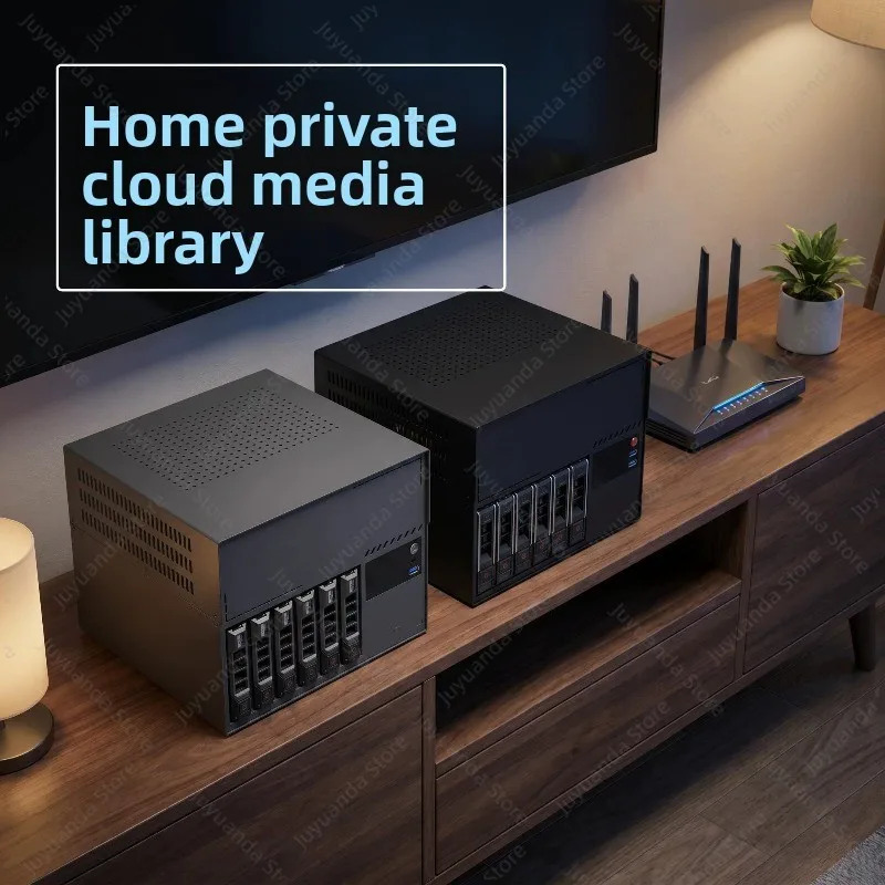 Q6 NAS Case MATX 6 Bay 3.5 Inch Plus 2 Bay 2.5 Inch with 2.4 Inch LCD Screen for Home Small Business Server Chassis