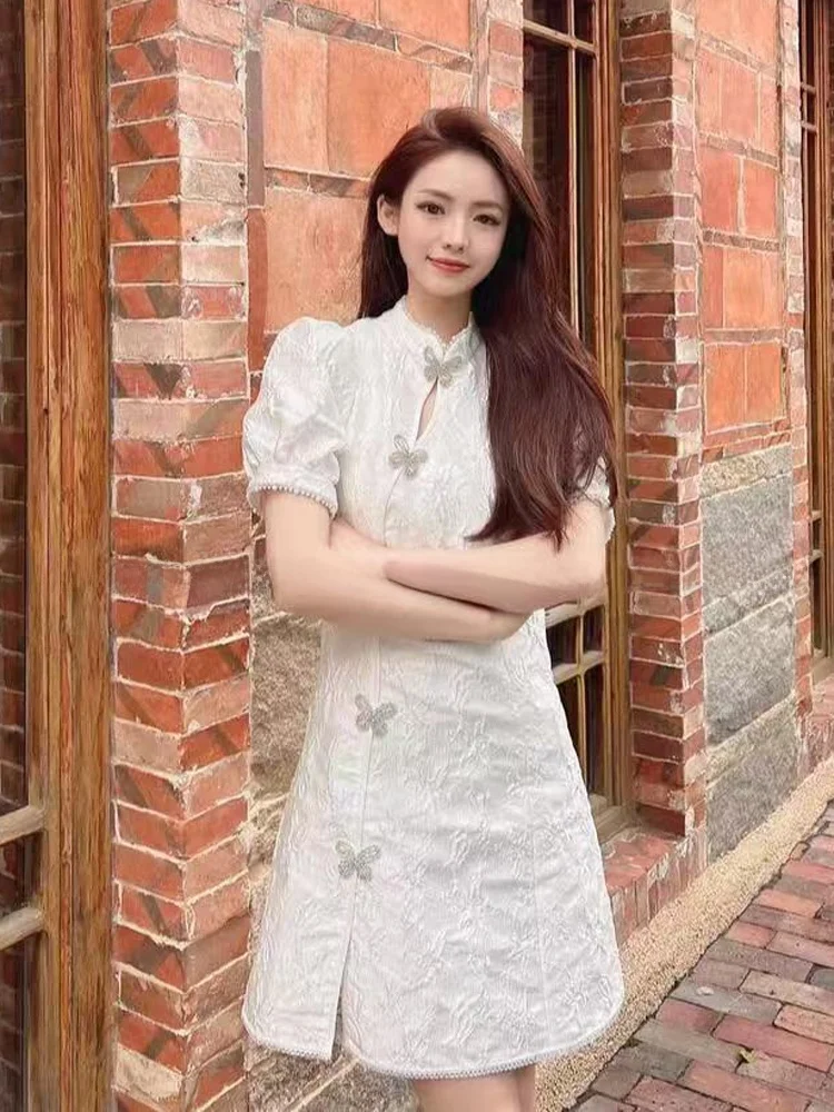 Ele Nieuwe Chinese Sle Versierd A-lijn Dr Afslankende Taille en Sve Polyestervezel Zomer Faionable Dr