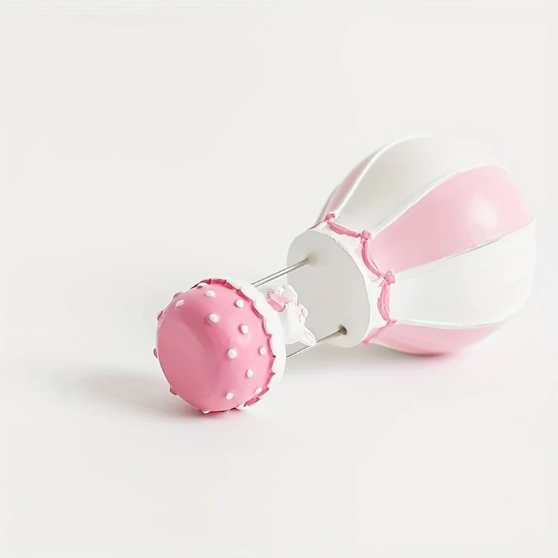 [1 mini globo de resina] lindo mini globo de aire caliente de resina de 1 pieza con figuras de conejo y elefante | Decoración de mesa rosa pastel y verde
