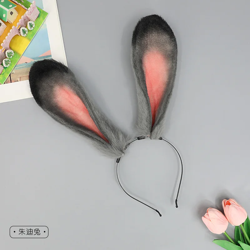 Bandeau oreilles de lapin Judy Kawaii pour filles, coiffure, accessoires de cosplay, vêtements de sauna, fête d'Halloween, JK, mignon