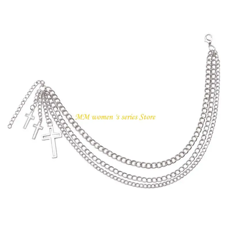 

Q39C Stylish Crossed Pendant Shoe Chain Metallic Multilayer Shoe Chain for Boots and Casual Shoes Adult Unisex Shoe Charm