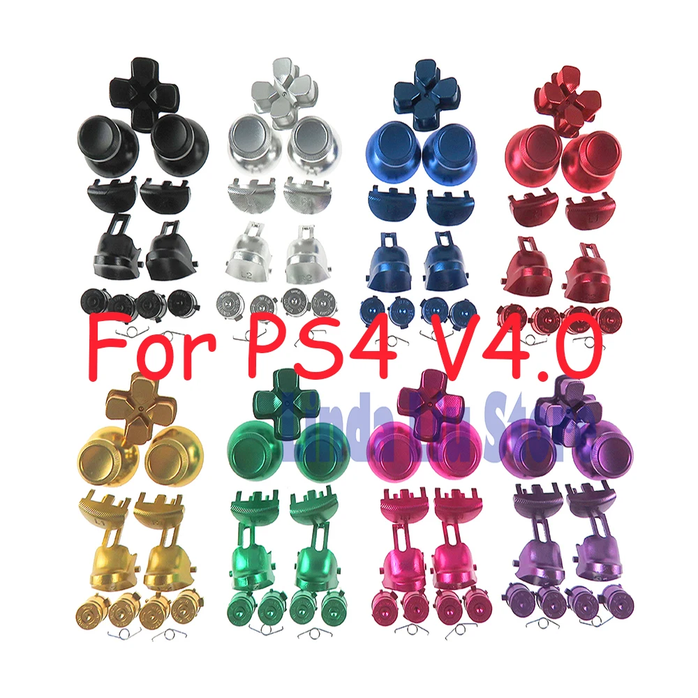 1set Metal Bullet Buttons thumbstick cap L1 R1 L2 R2 Dpad Aluminum Buttons for PS4 Slim Pro Controller  JDM040 JDS040