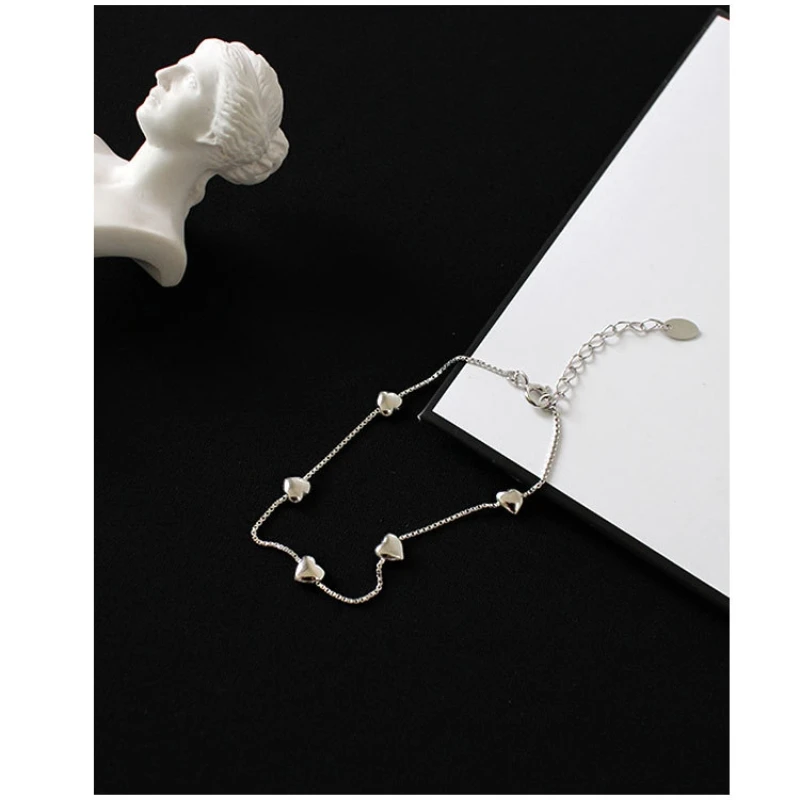 Hot Selling Love S925 Sterling Silver Glossy Heart Bracelet Women Elegant Fashion Luxurious Boutique Jewelry