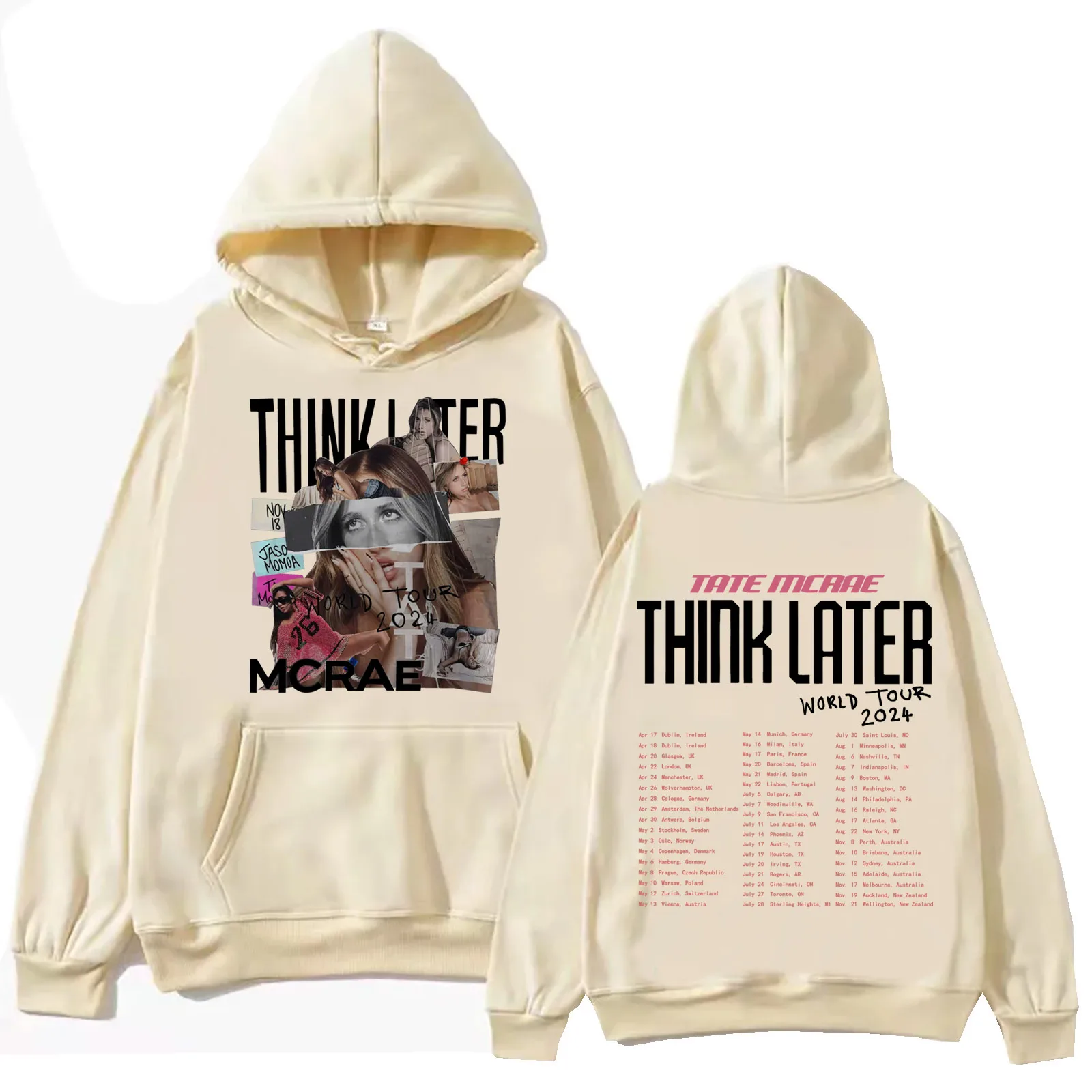 Tate Mcrae The Think Later World Tour 2024 Tour Hoodie Harajuku Hip Hop Pullover Tops Sweatshirt Music Fans Gift