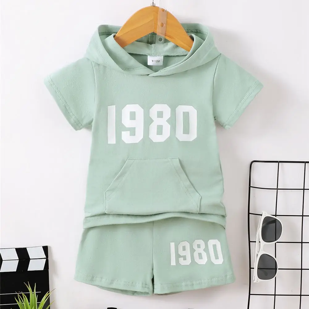 

Kids Boy 1-4 Years Fashion Cool Baby Boy Clothing Set Short Sleeves Hooded T-shirt Short 2PCS Summer Kids Boy Casual Outfit