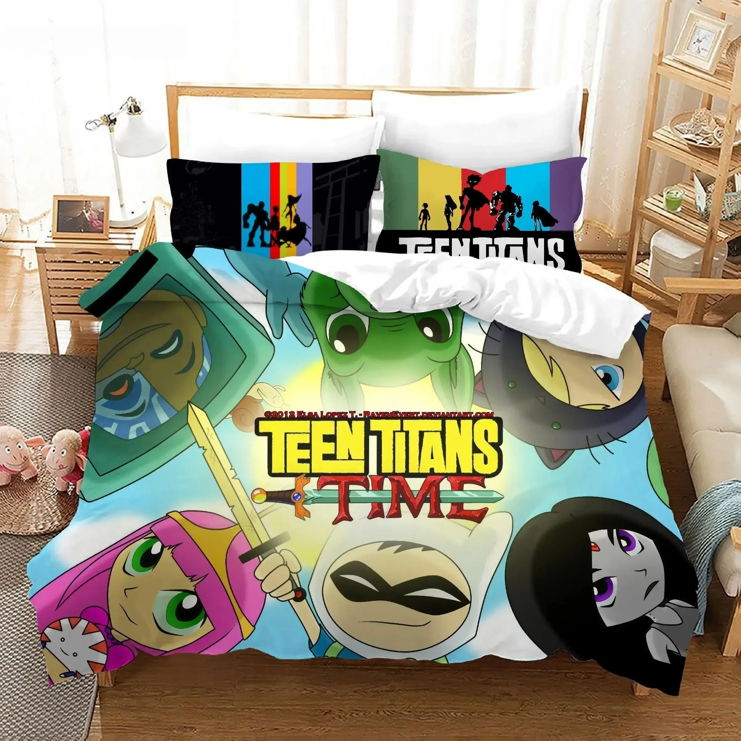 

3D Teen Titans Go Printed Bed Set Duvet Cover Pillowcase Bedding Set Bed Linen Sheet Quilt Cover Full Queen King Size