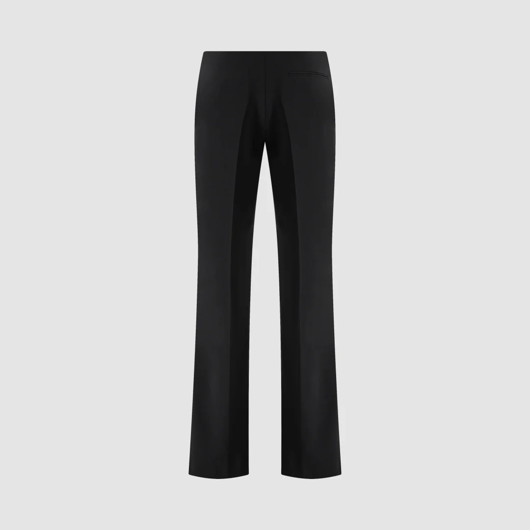 2026 Low-Rise Worsted Wool Flared Trousers – Sleek Tailored Pants with Subtle Flare & Refined Drape