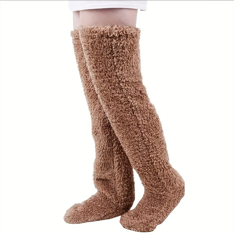 

Холодные ноги Teddy Bear Высокие и длинные носки-тапочки Теплые ноги Толстые гетры на гусином пуху Наколенники Чехлы для носков