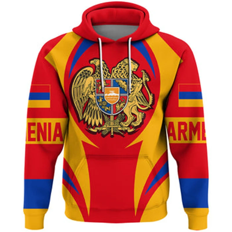 Armenia Flag 3D Hoodie Men\'s National Emblem Sweatshirt Fashion Retro Hoodie Unisex Casual Flag Hoodie Male Pullover Sweatshirt