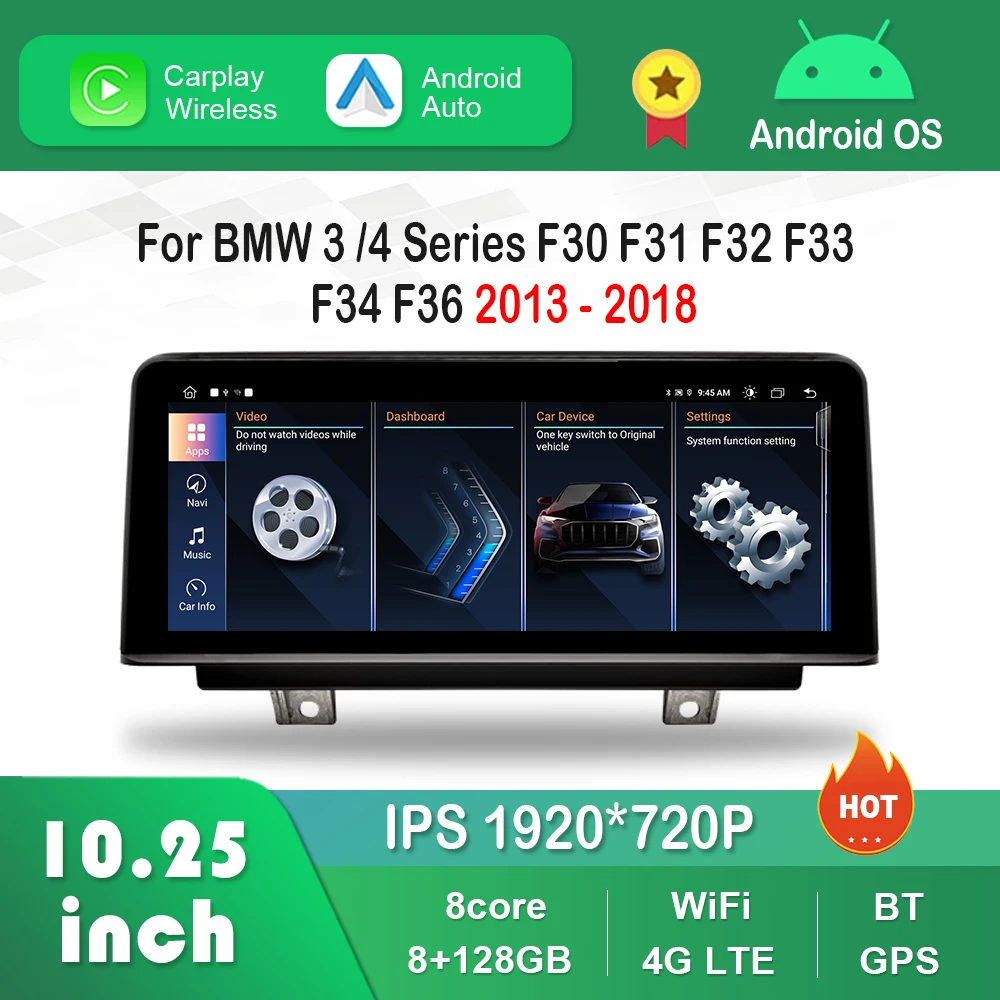 

10.25 inch for BMW 3 /4 Series F30 F31 F32 F33 F34 F36 2013 - 2018 NBT EVO 1920*720P Android Car Radio Video Multimedia Player