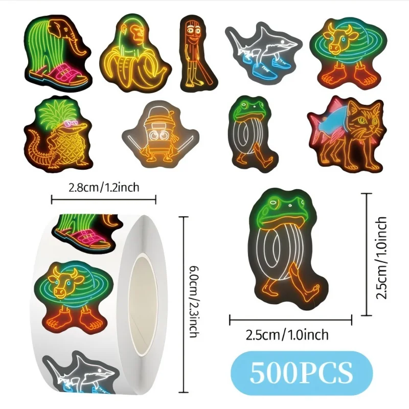 500 SZTUK Włoskiej Niesforności 1 Rolka Taśmy AI TungTung Sahur Abstrakcyjne Naklejki PVC Rolka DIY Naklejki Zabawki Naklejki na Laptopa Prezenty Zabawki