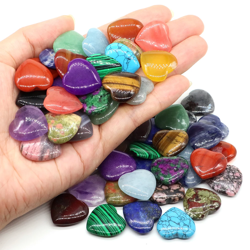 20mm Natural Mini Heart Shaped Stone Healing Crystal Amethyst Meditation Gemstone DIY Crafts Home Decor Jewelry Accessories Gift