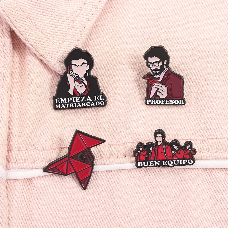 Spanische Kriminal-Drama-Emaille-Anstecknadeln, TV-Drama-Charaktere, Profesor Empieza el matriarcado, Brosche, Anstecknadel, Schmuck, Geschenke für Freunde