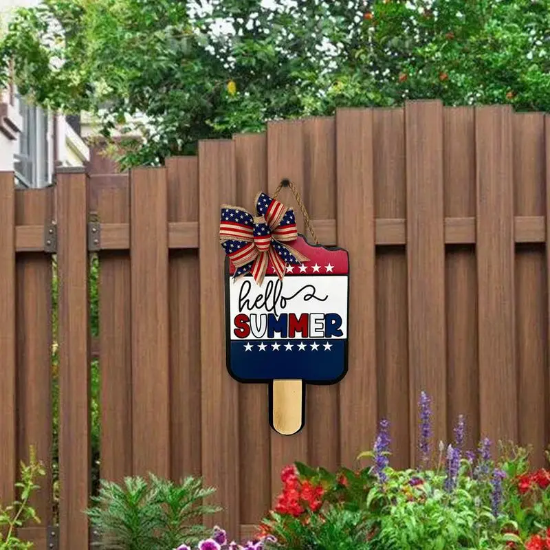 

Hello Summer Sign Hello Summer Wooden Door Hanger Front Door Summer Signs 4th Of July Door Decorations Independence Day Decor