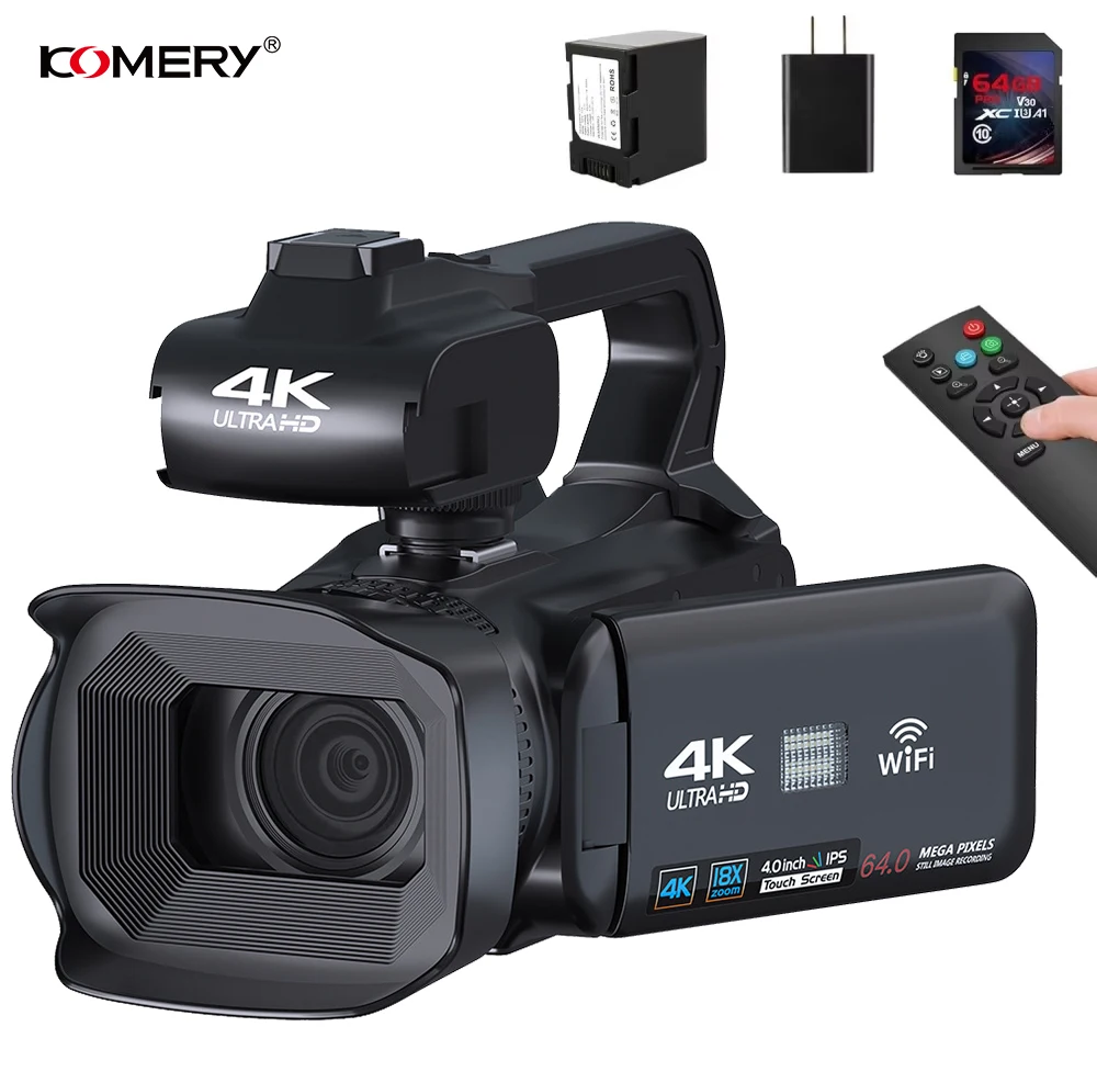 Cámara de vídeo profesional 4K para fotografía, Zoom Digital 18X, cámara Vlogging de visión nocturna, videocámara web WiFi de 64MP