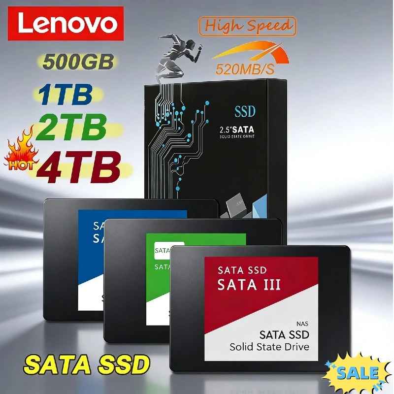 

Lenovo 4TB High-Speed External SSD, SATA3 Interface Solid State Drive, Portable External Hard Disk for Notebook