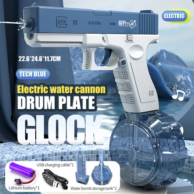 Electric Water Cannon Toy Glock fully Rechargeable Summer Swimming Pool Party Toys Outdoor Gifts Kids Teenagers Adults