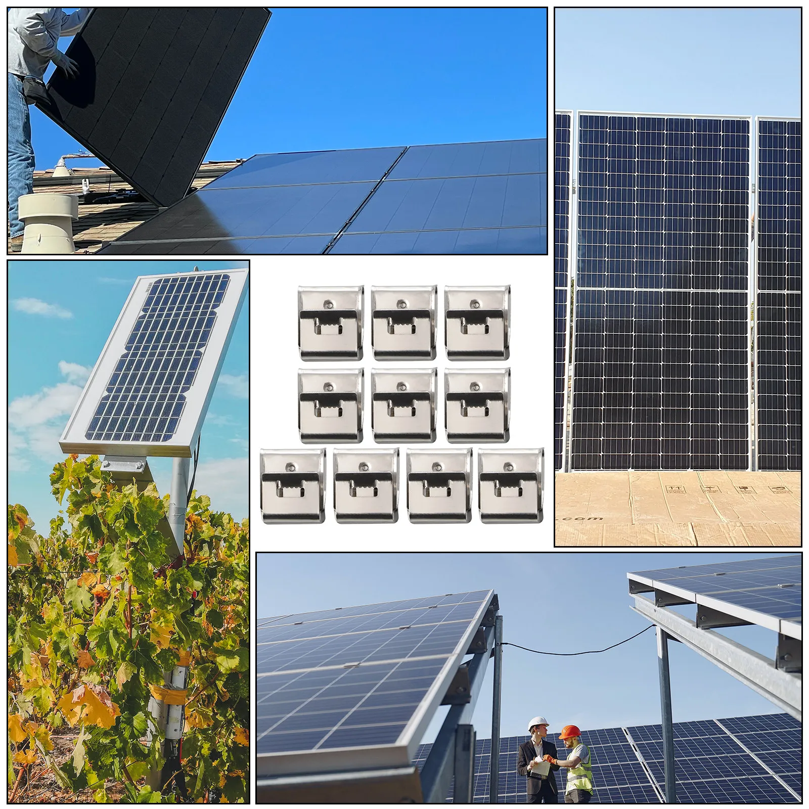 50Pcs Photovoltaic Cable Clip 304 Stainless Steel Solar Panel Wire Clamp for Grounding Cable Routing Neat Wiring Solution