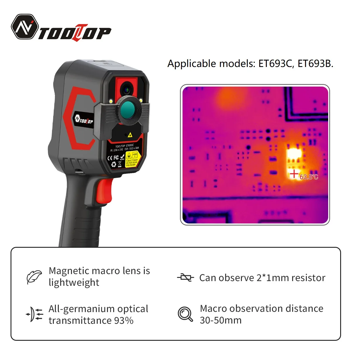 TOOLTOP Thermo-Makroobjektiv speziell für ET693C Wärmebildkamera – Detail 1