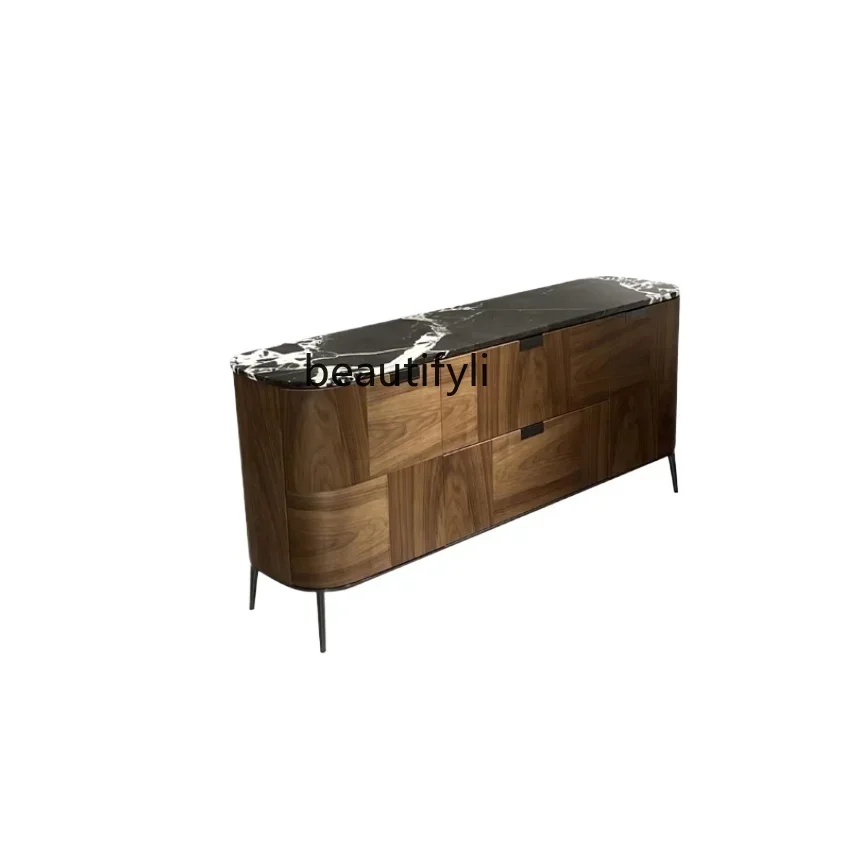 D33French walnut black marble edge cabinet, chest design modern and simple