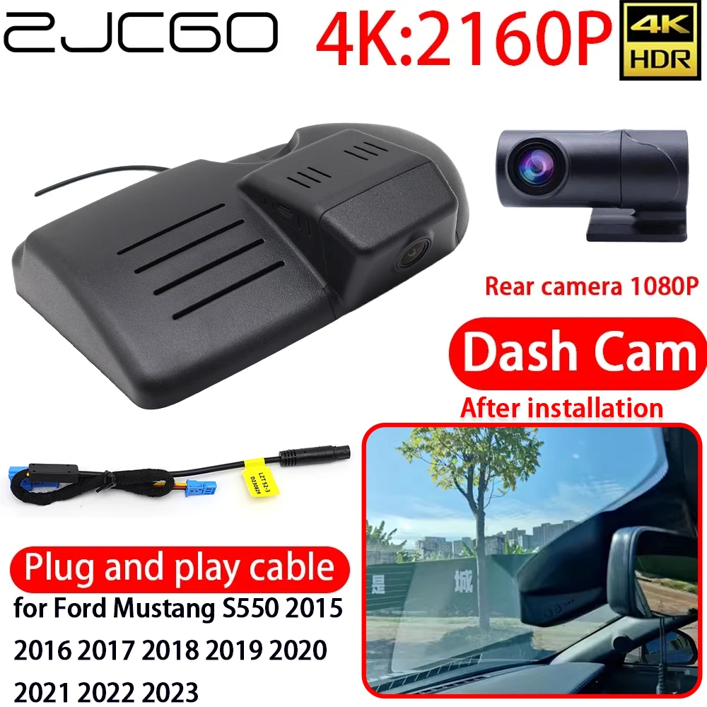 

ZJCGO 4K DVR Dash Cam Wifi Front Rear Car Camera 24h Monitor for Ford Mustang S550 2015 2016 2017 2018 2019 2020 2021 2022 2023