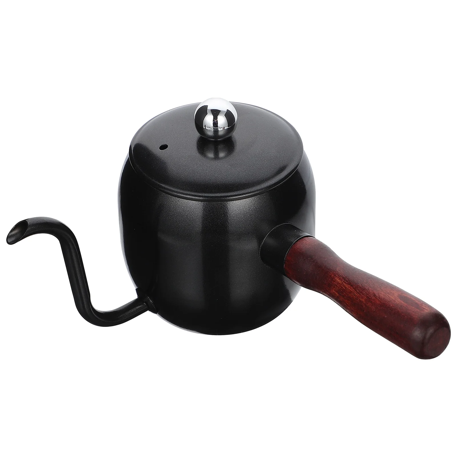 

Stainless Pot Hand Brew Tea Kettle Long Spout Wood Handle Kitchen Cafe Office Easy Clean Heat Resistant