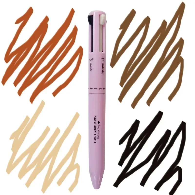 4 in 1 Kleurpotlood 4 Kleur Lip Liner Markeerstift Potlood Eyeliner Wenkbrauwpotlood Multifunctionele Draagbare Make-up Gereedschap Kan vervangen