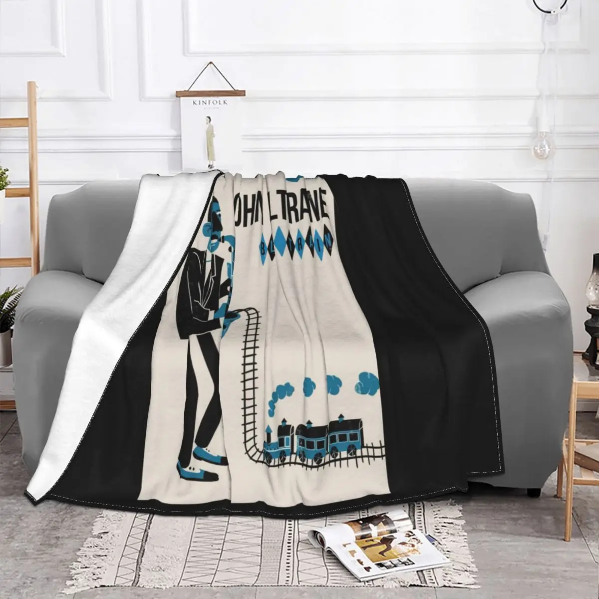 Jazz Coltrane ' Blue Train Swea Blue Train Train Jazz Sax Saxophone Music Jazz Ou Throw Blanket