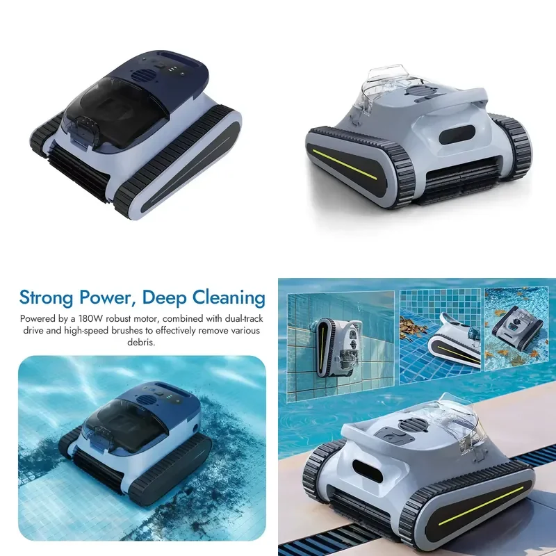 STROVAN Smart Cleaning Robot Pool Cleaner Long Battery Life High Efficiency Powerful Suction Plug-Powered Automatic App