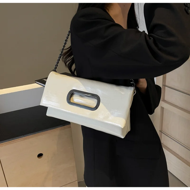 

Edition Texture Folding Crossbody Shoulder Purses for Women 2025 New Soft Leather Evening Clutch Chain Strap Small Satchel Bag