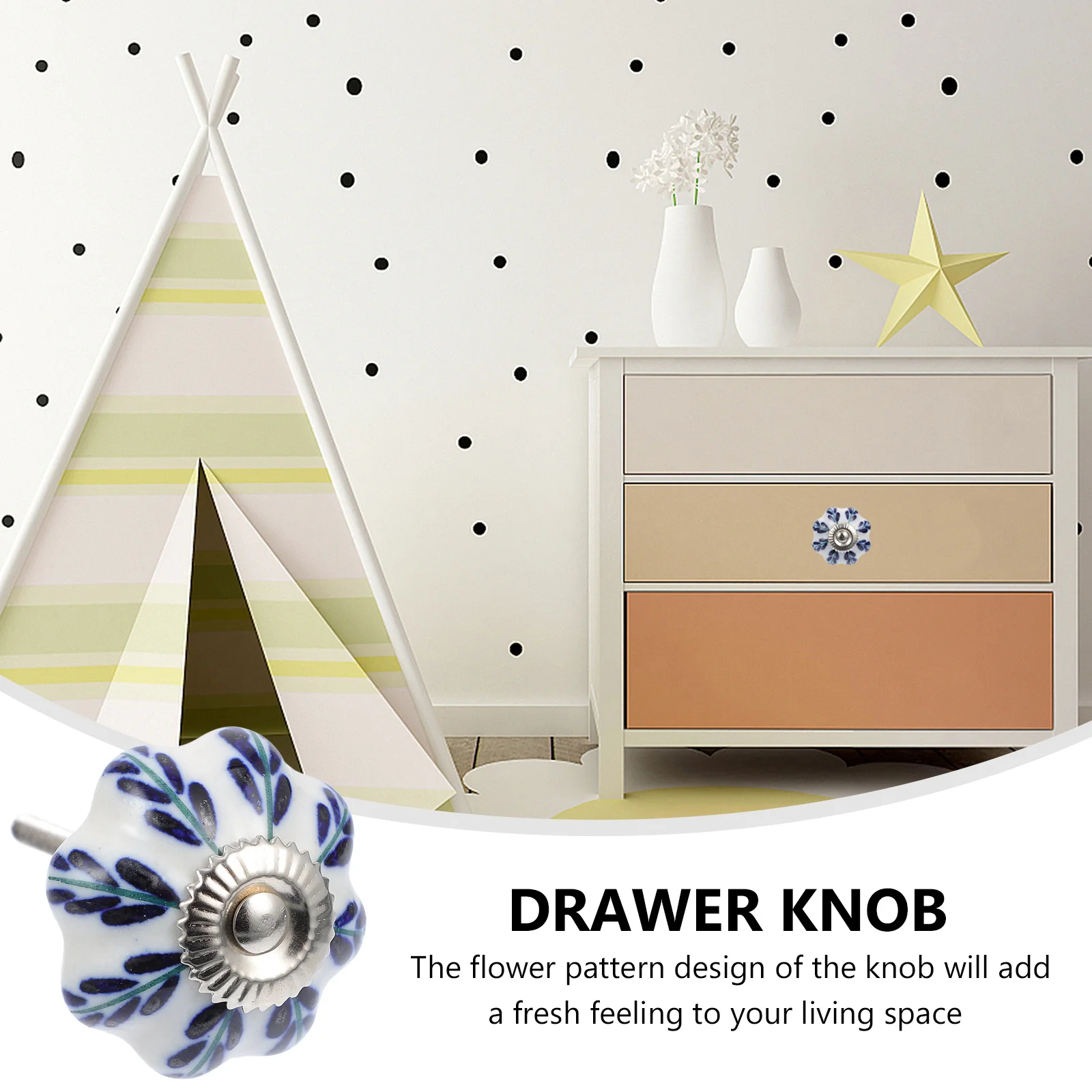 

Cabinet Drawer Handle Wardrobe Door Ceramic Knob Furniture Flower-shape for Home Handles