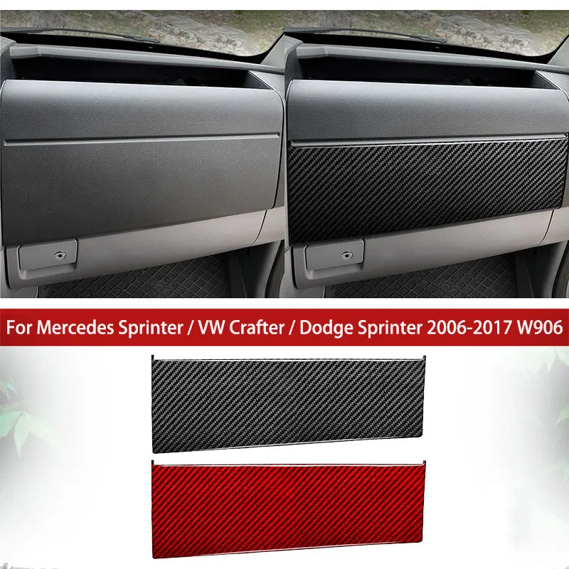 Carbon Fiber Passenger Side Dashboard Panel Decor Cover For Mercedes Sprinter VW Crafter Dodge Freightliner 06-17 car detailing