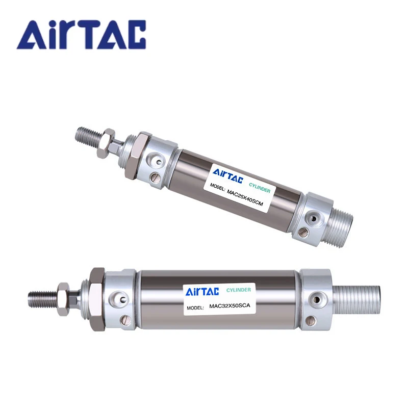 Airtac MA16 20 25 32 40 Stainless Steel Air Mini  Pneumatic Cylinder 25-500mm Stroke Double Action Piston