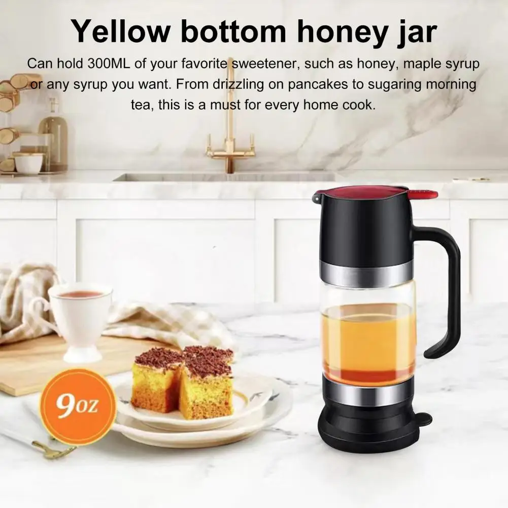

Sealed Honey Dispenser Leakproof Glass Honey Syrup Dispenser Pot with Handle Food Grade Bpa Free Storage Bottle for Honey Syrup
