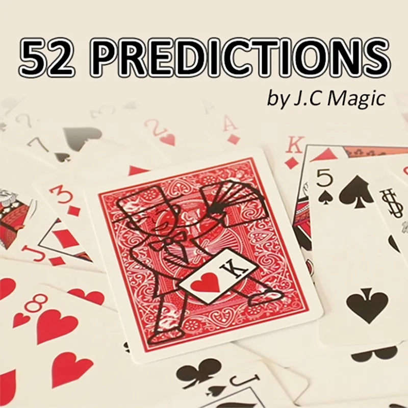 52 de predicción de JJ. C, trucos de Magia, predicción de tarjeta, Magia, mago, primer plano, ilusiones, Gimmicks, accesorios de Mentalismo